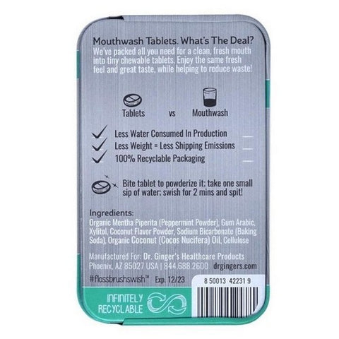 Dr.Ginger's, Coconut Mint Mouthwash Tablets, 0.75 Oz (Case Of 6)