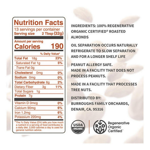 Burroughs Family Farms, Organic Crunchy Almond Butter, 14 Oz (Case Of 6)