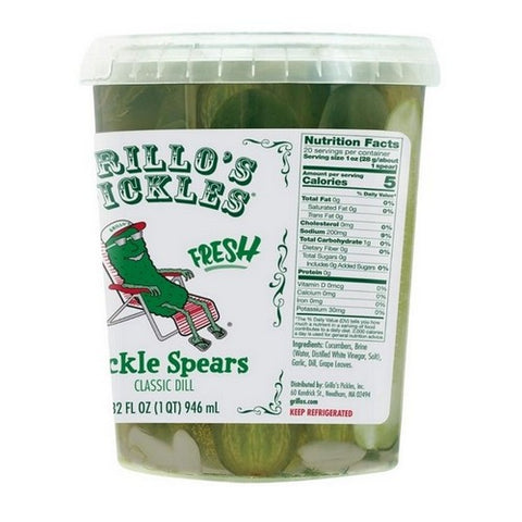 Grillo's Pickles, Pickle Spears Italian Dill Spears, 32 Oz (Case Of 6)