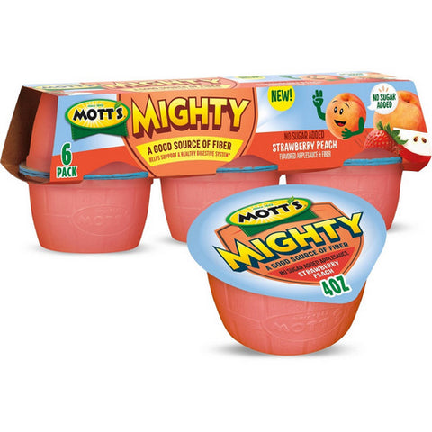 Mighty Strawberry Peach Flavored Applesauce 23.4 Oz (Case Of 12) by Mott's