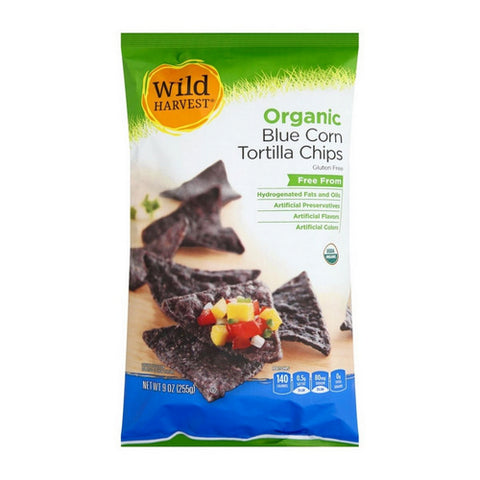 Organic Blue Corn Tortilla Chips 9 Oz (Case Of 12) by Wild Harvest