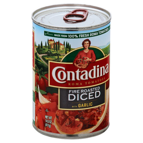 Contadina, Fire Roasted Diced Roma Tomatoes With Garlic Garlic, 14.5 Oz (Case Of 12)