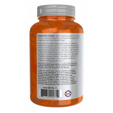 Now Foods, AAKG 2200, 180 Veggie Capsules