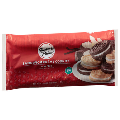Sandwich Creme Cookies Assorted Family Size 25 Oz (Case Of 9) by Shoppers Value