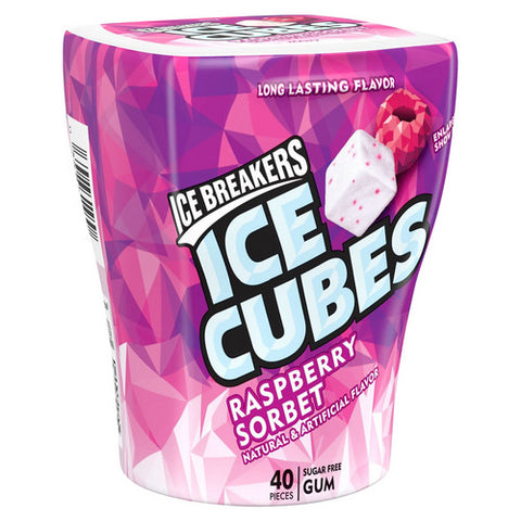 Ice Cubes Raspberry Sorbet Sugar Free Chewing Gum 3.24 Oz (Case Of 6) by Ice Breakers