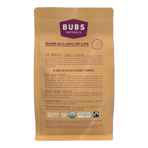 Bubs Naturals, Wanted Coffee Medium Roast Whole Bean, 12 Oz
