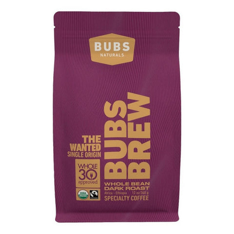 Bubs Naturals, Wanted Coffee Dark Roast Whole Bean, 12 Oz