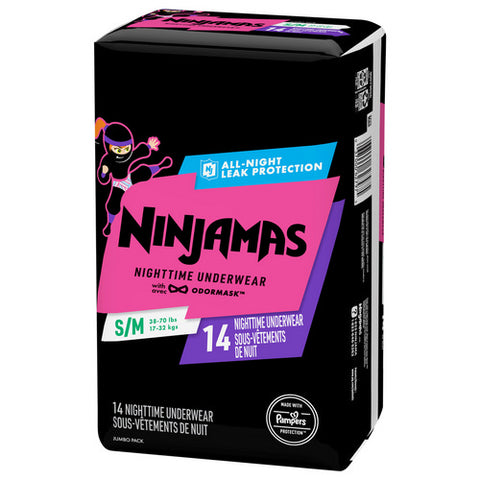 Ninjamas, Girls Nighttime Underwear Small And Medium, 38 - 70 Lbs / 14 Count (Case Of 4)