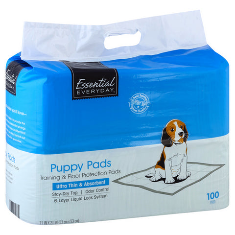 Puppy Pads Training And Floor Protection Ultra Thin And Absorbent 100 Count (Case Of 3) by Essential Everyday