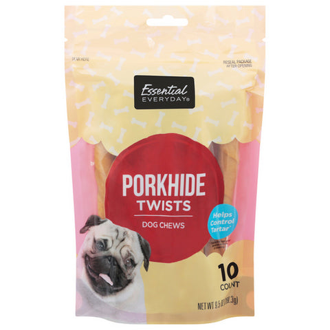 Porkhide Twists Dog Chews 10 Count (Case Of 7) by Essential Everyday