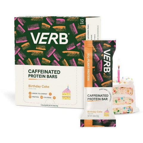 Verb Energy, Birthday Cake Caffeinated Protein Bars, 12 Count