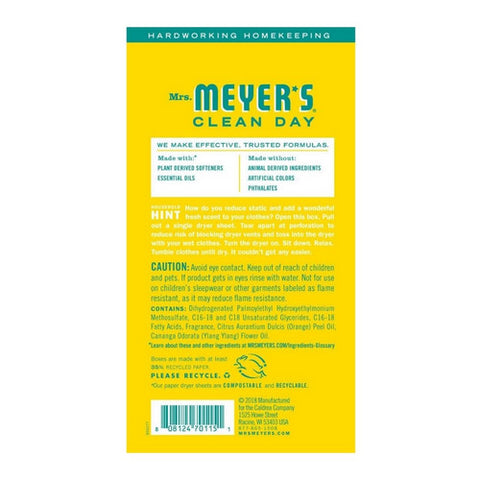 Mrs. Meyers Clean Day, Day Honeysuckle Laundry Dryer Sheets, 80 Count