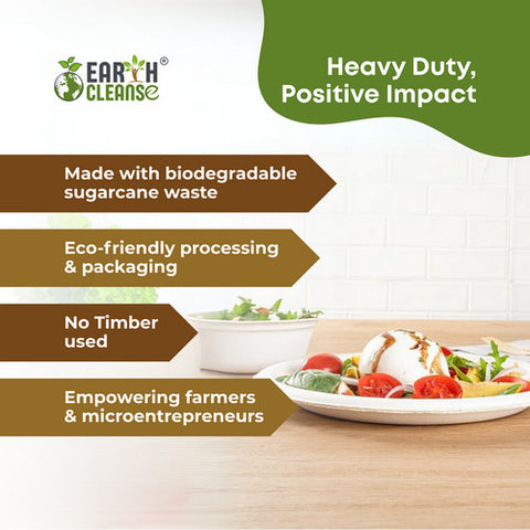 Earth Cleanse, Bagasse 10-Inch Round Plates, Pack of 25