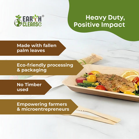 Earth Cleanse, Areca Palm Leaf Rectangular Tray 6x9-Inch, Pack of 25