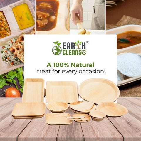 Earth Cleanse, Areca Palm Leaf Square Partition Plates 11-Inch, Pack of 25