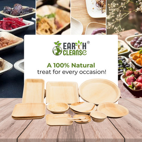 Earth Cleanse, Areca Palm Leaf Square Bowls 4-Inch, Pack of 25