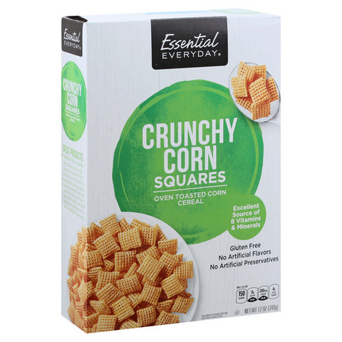 Essential Everyday, Crunchy Corn Squares Oven Toasted Corn Cereal, 12 Oz (Case Of 14)