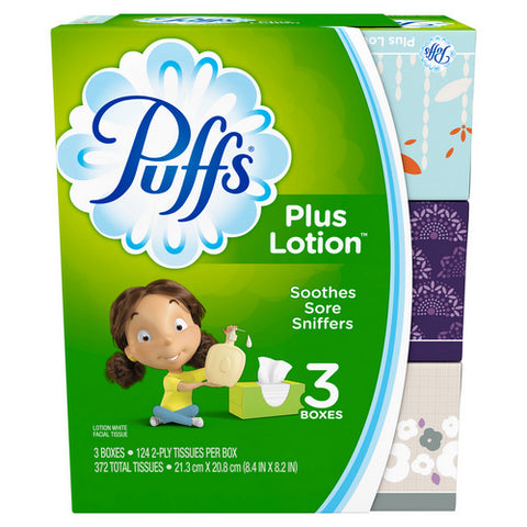 Puffs, Plus Lotion Facial Tissues Box, 372 Count (Case Of 8)