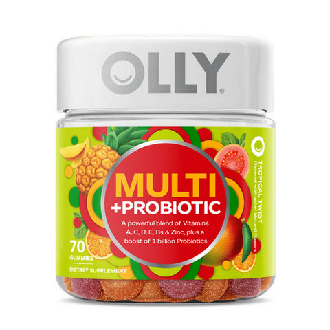 Multi + Probiotic Gummies Tropical Twist 70 Count (Case Of 3) by Olly