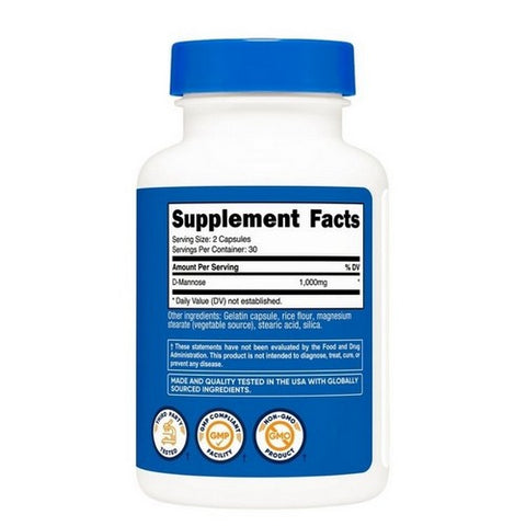 Nutricost, D-Mannose Capsules, 1000 Mg, 60 Count