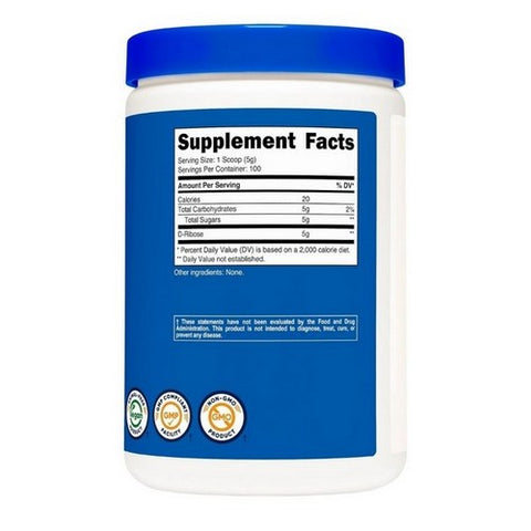Nutricost, D-Ribose Powder, 500 Grams