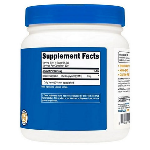 Nutricost, Betaine Anhydrous Trimethylglicine Powder, 500 Grams