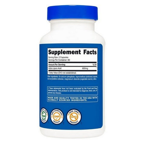 Nutricost, Alpha Lipoic Acid Capsules, 600 Mg, 120 Count