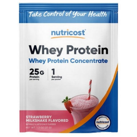 Nutricost, Whey Protein Concentrate Strawberry Milkshake, 1 Serving