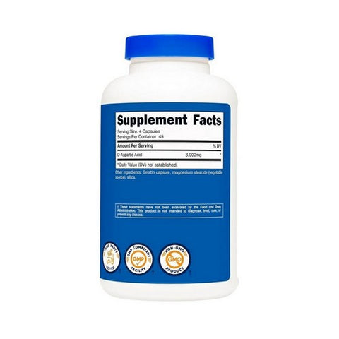 Nutricost, D-Aspartic Acid Capsules, 3000 Mg, 180 Count