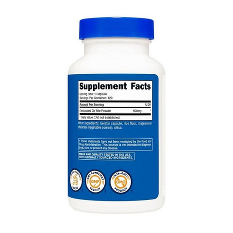 Nutricost, Ox Bile Capsules, 500 Mg, 120 Count