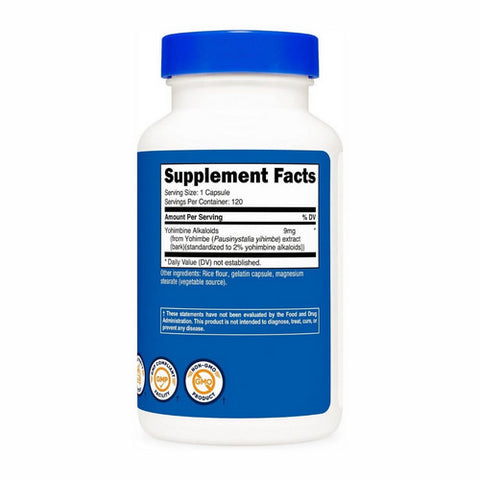 Nutricost, Yohimbe Bark Capsules, 9 Mg, 120 Count