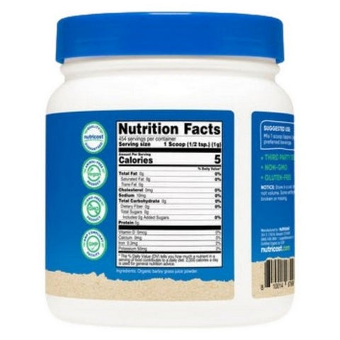 Nutricost, Organic Barley Grass Juice Powder, 1 Lb