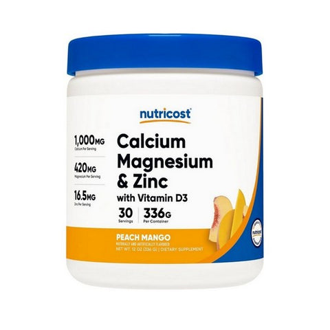 Nutricost, Calcium Magnesium Zinc D3 Powder Peach Mango, 30 Serving