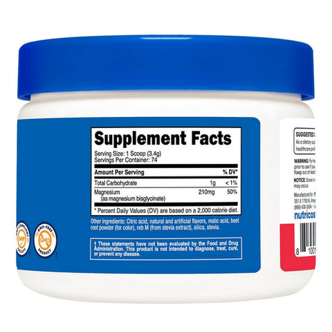 Nutricost, Magnesium Bisglycinate Fruit Punch, 250 Grams