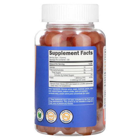 Nutricost, Folic Acid Gummies Vitamin B9, 1 Mg, 120 Count