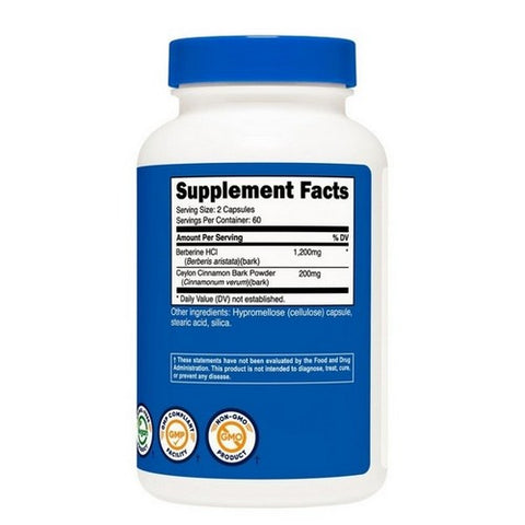 Nutricost, Berberine HCL With Ceylon Cinnamon Capsules, 1200 Mg, 120 Count