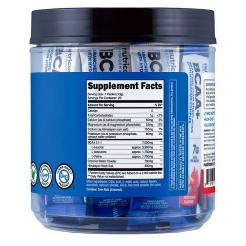 Nutricost, BCAA + Hydration Stickpacks Fruit Punch, 20 Sticks