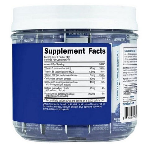 Nutricost, Electrolytes Hydration Complex Stickpacks Blue Raspberry, 40 Sticks