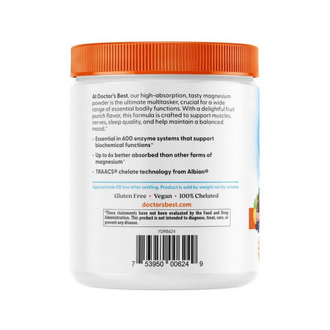 Doctors Best, High Absorption Magnesium Powder Lysinate Glycinate 100% Chelated, 400 Mg, 12.1 Oz