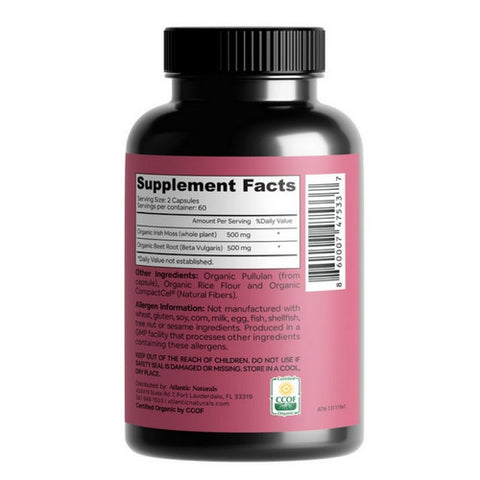 Atlantic Naturals, Organic Sea Moss with Beet Root, 120 Capsules