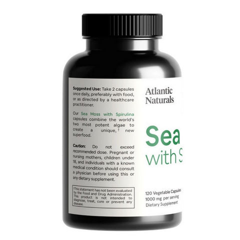 Atlantic Naturals, Organic Sea Moss with Spirulina, 120 Capsules
