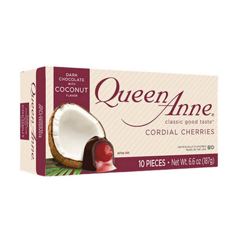 Dark Chocolate Coconut Covered Cordial Cherries 6.6 Oz (Case Of 12) by Queen Anne