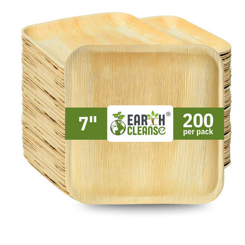 Earth Cleanse, Areca Palm Leaf Square Plates 7-Inch, Pack of 200