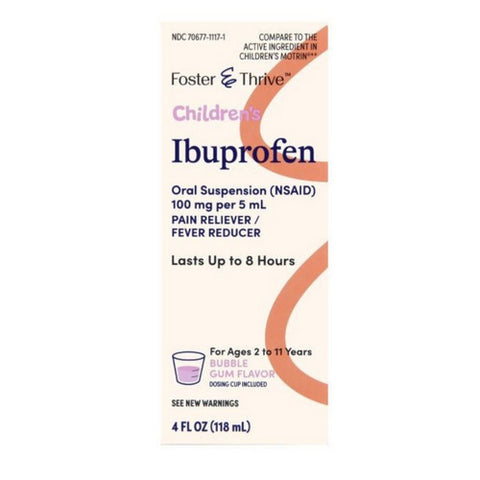Foster And Thrive, Children's Ibuprofen Bubble Gum, 100 Mg, 4 Oz