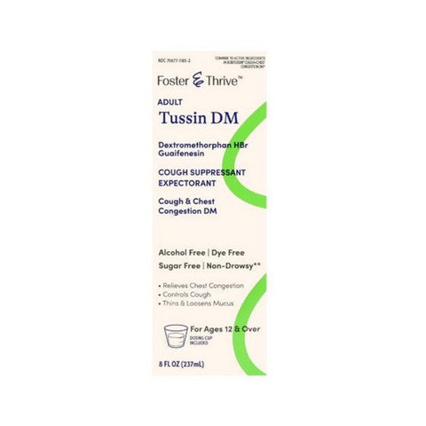Foster And Thrive, Adult Tussin DM Dextromethorphan HBR, 8 Oz Foster And Thrive