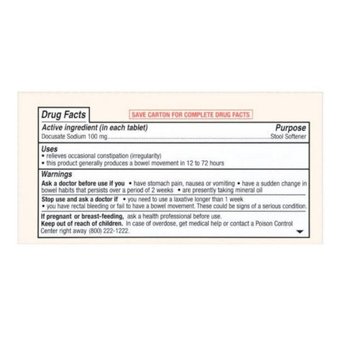 Foster And Thrive, Stool Softener Docusate Sodium, 100 Mg, 100 Tabs