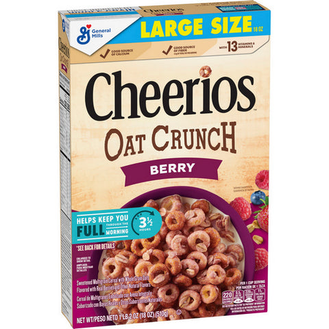 Cheerios, Oat Crunch Berry Cheerios, 18 Oz (Case Of 12)