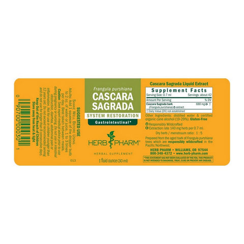 Herb Pharm, Cascara Sagrada Extract, 1 Oz