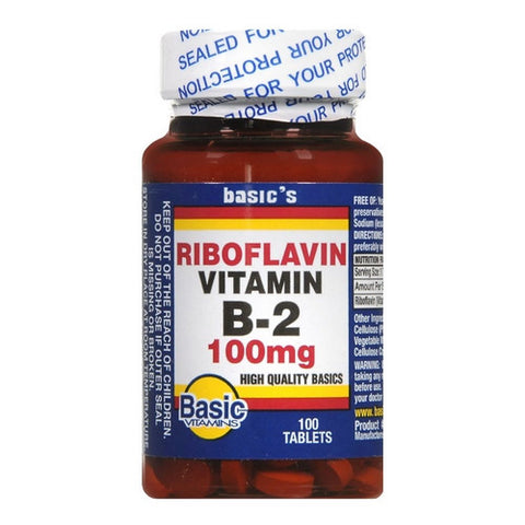 Basic, Riboflavin Vitamin B-2, 100 Mg, 100 Tabs