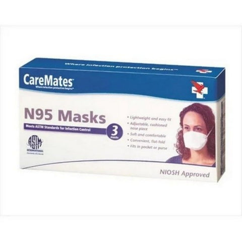 Caremates, Germ Busters Flat Fold N95 Masks, 3 Count